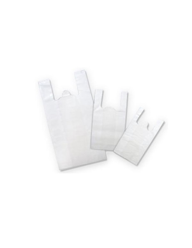 Bolsa camiseta blanca HDPE Recicladas Reutilizables 42/28x53 paquete 50uds