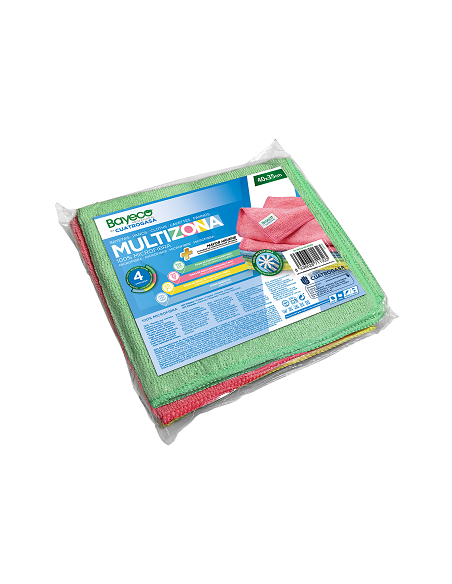 Bayeta microfibra multiusos COLORES 35x40 PACK 4 uds